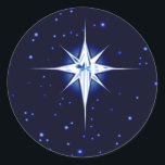 Christmas Nativity Star Classic Round Sticker<br><div class="desc">The star of Bethlehem shining bright in space ready to guide the 3 wise men and shepards to the new born baby Jesus.</div>