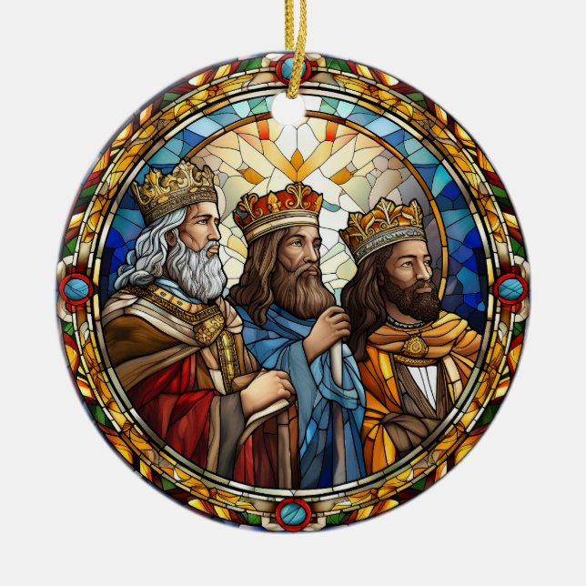 Christmas Nativity Three Wise Men Ceramic Ornament (Front)
