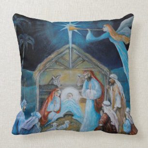 Christmas nativity throw pillow