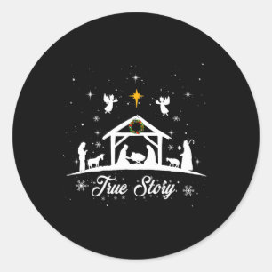 Christmas Nativity True Story Nativity Scene Gifts Classic Round Sticker