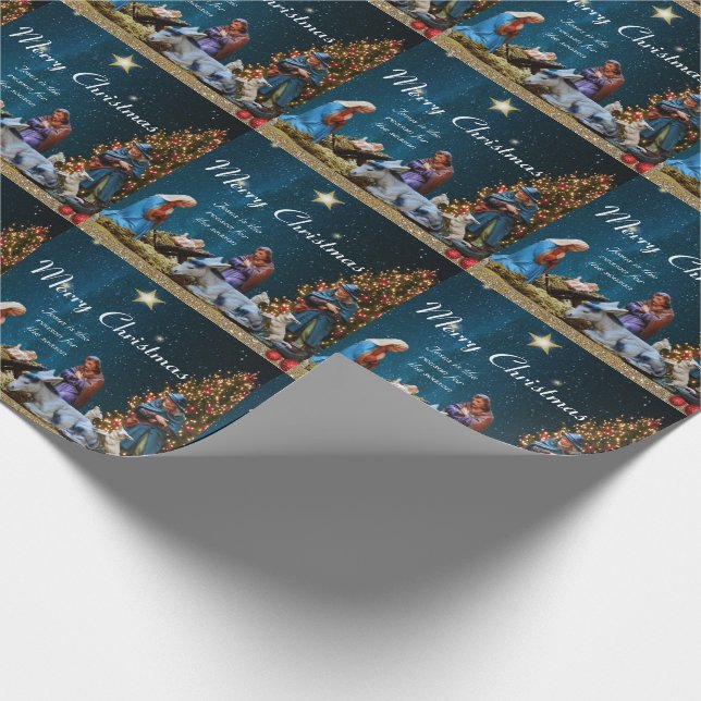 Christmas Nativity with Quote Wrapping Paper (Corner)