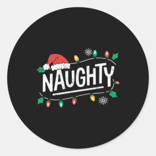 Christmas Naughty Nice Matching Funny Xmas Couple Classic Round Sticker