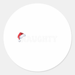 Christmas Naughty Nice Matching Funny Xmas Couple  Classic Round Sticker