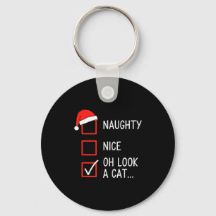 Christmas Naughty Nice Oh Look A Cat Checklist San Keychain