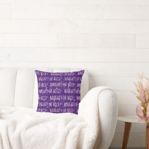 Christmas NAUGHTY OR NICE Text Throw Pillow