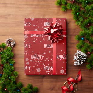Christmas NAUGHTY Text In Snowflakes  Wrapping Pap Wrapping Paper