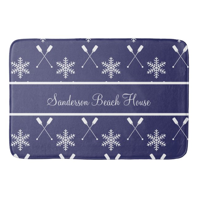 Christmas Nautical paddles  winter paddles beach Bath Mat (Front)