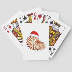Christmas Nautilus Pompilius Santa Hat Holiday Playing Cards