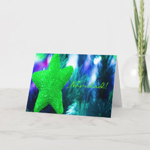 Christmas Navidad Green Star II Holiday Card