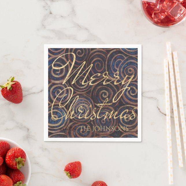 Christmas Navy and Gold Napkin (Insitu)