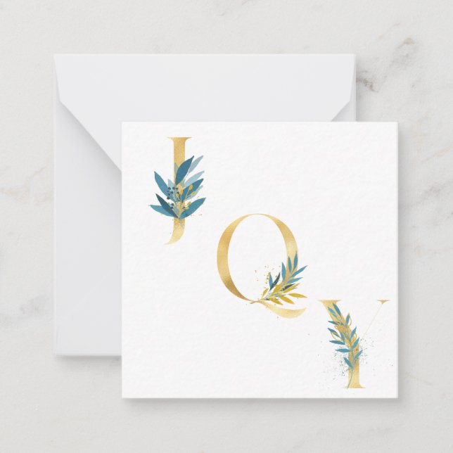 Christmas Navy Blue elegant chic "Joy" custom Card (Front)