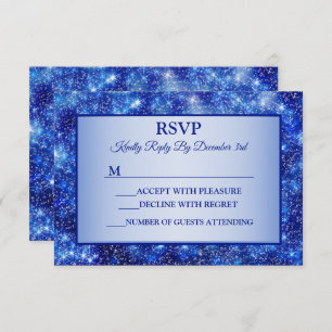 Christmas Navy Blue Sparkle Holidays RSVP Card