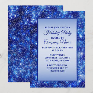 Christmas Navy Blue Sparkle Party Holidays Invitation