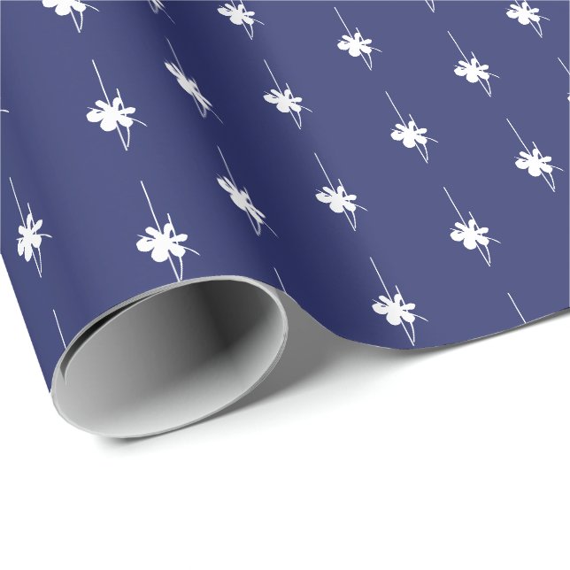 Christmas navy blue white snowflakes cute gift  wrapping paper (Roll Corner)