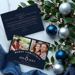 Christmas Navy Chic Luxury Rose Gold 2 Photos Foil Holiday Card<br><div class="desc">Christmas Navy Chic Luxury Rose Gold Effect 2 Photos Wedding Metallic Foil Save the Date Cards as a Holidays Cards. Celebrate love and the holiday season with our elegant Save the Date wedding cards, designed with a deep navy blue background and a sophisticated rose gold metallic foil effect. This exclusive...</div>
