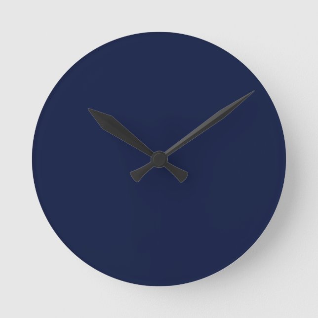 Christmas navy, solid navy, deep navy, plain navy round clock (Front)