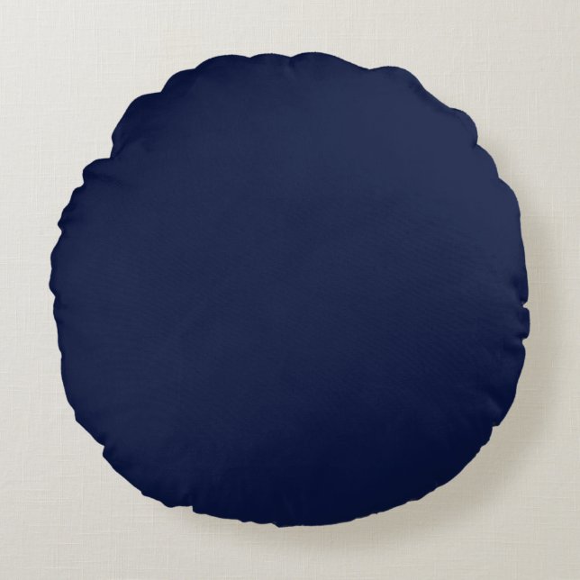 Christmas navy, solid navy, deep navy, plain navy round pillow (Front)