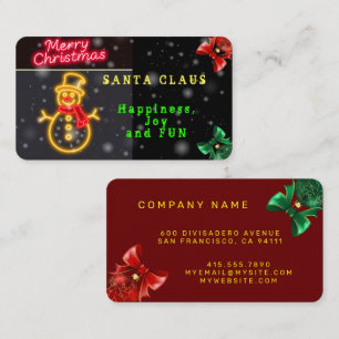 Christmas Neon Modern Holiday Collection Business Card