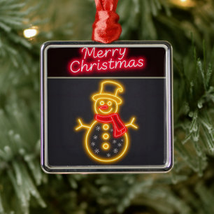 Christmas Neon Modern Holiday Collection Metal Ornament
