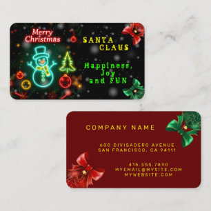 Christmas Neon Popular Holiday Collection Business Card