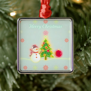 Christmas Neon Trendy Holiday Collection Metal Ornament