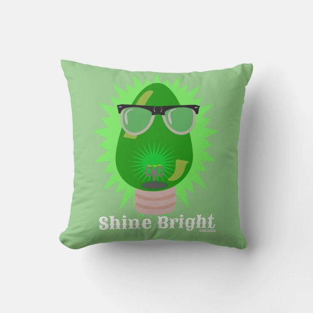 Christmas Nerd Cartoon Custom Holiday Bulb Funny Throw Pillow (Front)
