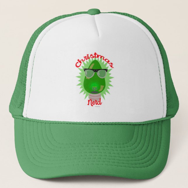 Christmas Nerd Holiday Lightbulb Goofy Logo Trucker Hat (Front)