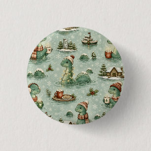 Christmas Nessie Loch Ness Monster Cozy Cryptids  1 Inch Round Button