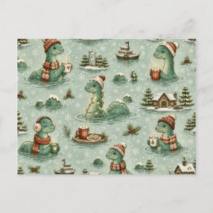 Christmas Nessie Loch Ness Monster Cozy Cryptids Announcement Postcard