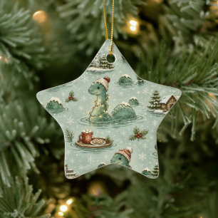 Christmas Nessie Loch Ness Monster Cozy Cryptids  Ceramic Ornament