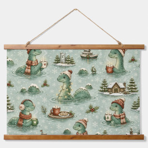 Christmas Nessie Loch Ness Monster Cozy Cryptids  Hanging Tapestry