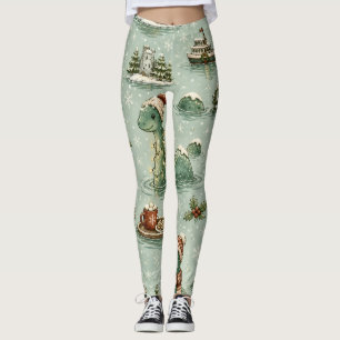Christmas Nessie Loch Ness Monster Cozy Cryptids Leggings