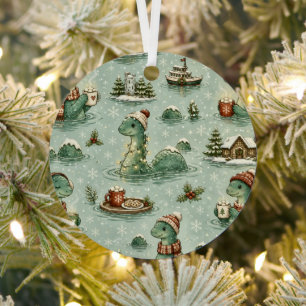 Christmas Nessie Loch Ness Monster Cozy Cryptids  Metal Ornament