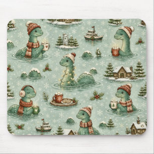 Christmas Nessie Loch Ness Monster Cozy Cryptids  Mouse Pad