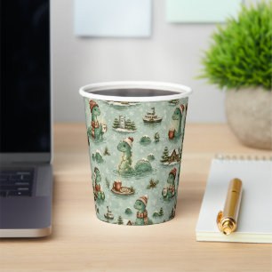 Christmas Nessie Loch Ness Monster Cozy Cryptids  Paper Cups