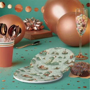 Christmas Nessie Loch Ness Monster Cozy Cryptids  Paper Plate