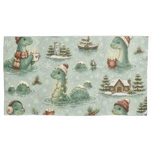 Christmas Nessie Loch Ness Monster Cozy Cryptids Pillowcase