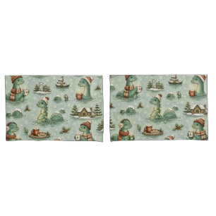 Christmas Nessie Loch Ness Monster Cozy Cryptids Pillowcase