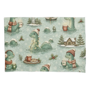 Christmas Nessie Loch Ness Monster Cozy Cryptids Pillowcase