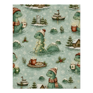 Christmas Nessie Loch Ness Monster Cozy Cryptids  Poster