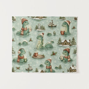 Christmas Nessie Loch Ness Monster Cozy Cryptids  Tapestry