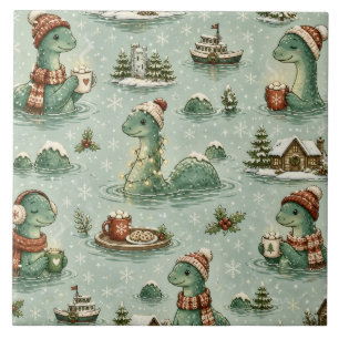 Christmas Nessie Loch Ness Monster Cozy Cryptids Tile