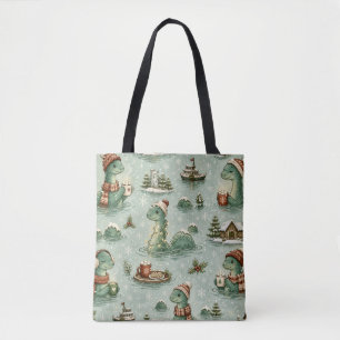 Christmas Nessie Loch Ness Monster Cozy Cryptids  Tote Bag