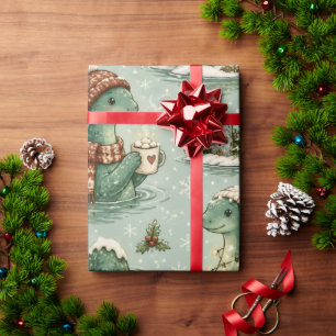 Christmas Nessie Loch Ness Monster Cozy Cryptids  Wrapping Paper