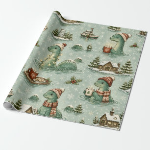 Christmas Nessie Loch Ness Monster Cozy Cryptids  Wrapping Paper