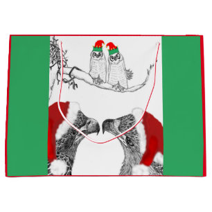 CHRISTMAS NEST HARRIET + M I DON'T GIVE A HOOT OWL LARGE GIFT BAG
