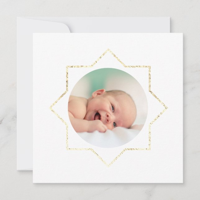 christmas new baby faux foil frame holiday card (Front)