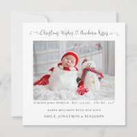 Christmas New Baby Photo Stats Square Holiday Card