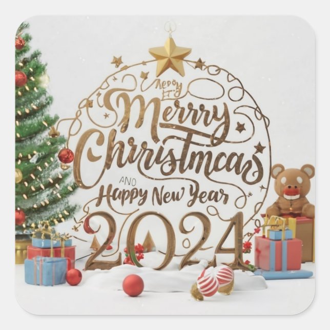 Christmas / new year 2024 square sticker (Front)