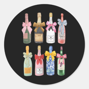 Christmas New Year Champagne Gl Coquette Bottle  Classic Round Sticker